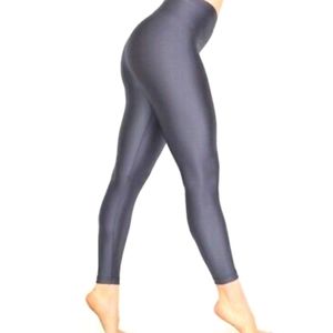 American Apparel Tricot Metallic Silver Grey Nylon Leggings